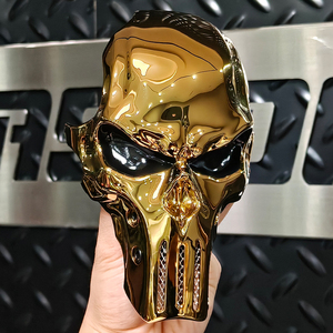 Cubierta de Bobina con Forma de Calavera para Softail de 18 Pulgadas o Posteriores, Touring de 24 Pulgadas o Posteriores, Street <span class=keywords><strong>Glide</strong></span>, <span class=keywords><strong>Road</strong></span> <span class=keywords><strong>Glide</strong></span> y Modelos <span class=keywords><strong>CVO</strong></span>, en Cromo Dorado Eclipse Negro - Product Image 1