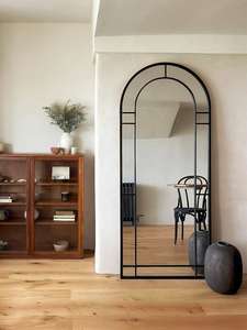 Specchio da Terra <span class=keywords><strong>Vintage</strong></span> Francese 190x80cm, <span class=keywords><strong>Cornice</strong></span> in Metallo e Montabile a Parete, Pezzo d'Arredo Retrò per Camera da Letto, Arredamento Hotel - Product Image 5