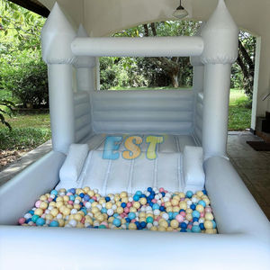 Casa de rebote inflable pequeña, castillo hinchable para bodas con piscina de bolas, trampolín rosa, puentes de fiesta para fiesta de boda - Product Image 5