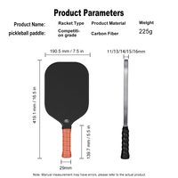 Raquette de pickleball en carbone brut T700 avec noyau en nid d'abeille PP de 16 mm, raquette monobloc pour tous les terrains, pour un spin et un contrôle puissants du balle