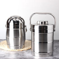 Yolecen Boîte à lunch thermique ronde en acier inoxydable à 3 couches en forme de tambour Tiffin Food Carrier