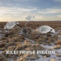 Ensemble de leurres de chasse réalistes en PE pour pigeons avec structure rotative à trois oiseaux pour la chasse en extérieur