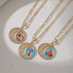 Collar con Colgante de Resina Esmaltada de la Virgen María y el Niño Jesús, 3/1, 60 cm, Joyería Religiosa, Directo de Fábrica - Product Image 5