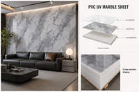 Lámina de PVC con Efecto Mármol para Baño, 1220x2440x3mm, Impermeable, Alto Brillo, Anti-Rayones, Panel de Pared, Fácil Instalación, Interior, OEM