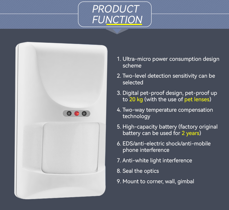 Wireless PIR Motion Detector Pet Immunity Indoor Use Working with Alarm Host 433MHz for Home Security · image 3