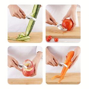 Éplucheur à légumes ergonomique en acier inoxydable avec manche en bois, éplucheurs à pommes de terre de qualité supérieure pour la cuisine - Product Image 3