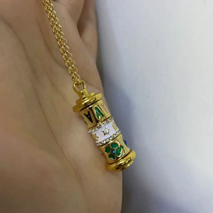 Colgante de Cobre Chapado en Oro con Cuentas <span class=keywords><strong>y</strong></span> Letras Iniciales A-Z de las Doce Constelaciones, Diseño Trébol, Personalizado <span class=keywords><strong>y</strong></span> Moderno para Mujer - Product Image 4