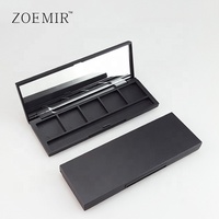 5-Farben-Lidschattenpalette Matt Schwarz Leere Rouge- und Concealer-Palette mit Spiegel Rechteckige Gesichts-Make-up-Palette für Damen