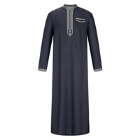 Robe longue traditionnelle pour hommes arabes, style saoudien, thobes d'hiver pour hommes, vêtements musulmans islamiques en polyester