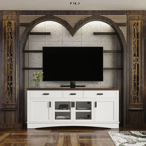 Mueble de TV Moderno de Madera Blanca de 67 Pulgadas de Ancho con Puertas y Cajones de Almacenamiento, Estantes Ajustables, Muebles para Sala de Estar - Product Image 3