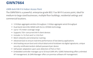 จุดเชื่อมต่อไร้สายในอาคาร Grandstream GWN7664 <span class=keywords><strong>AX6000</strong></span> Wi-Fi6 แบบดูอัลแบนด์ สำหรับสำนักงาน โรงแรม การติด<span class=keywords><strong>ตั้ง</strong></span>เครือข่าย Wi-Fi ความหนาแน่นสูง - Product Image 5