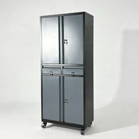 Armoire de rangement mobile en acier avec serrure à clé, design écologique et durable, portes et tiroirs verrouillables sur roulettes