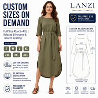Fabricant de vêtements en lin sur mesure pour femmes, couleur unie, ourlet incurvé, coupe décontractée, longueur midi, grandes tailles, faible MOQ, élégant, été