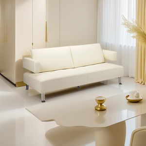 Sofá de 2 Plazas de Cuero Blanco de Lujo Moderno al por Mayor, Asiento Profundo de Alta Densidad, Muebles para Sala de Estar y Hogar - Product Image 1