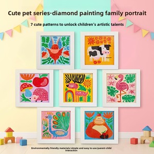 Pintura de Diamantes Acrílicos de Dibujos Animados Transfronteriza, Mosaico de Arte de Diamantes DIY con Marco y Taladro Completo, Decoración Educativa Hecha a Mano para Niños - Product Image 1