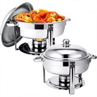 Glas-Speisenwärmer mit Alkoholheizung, Chafing Dish Buffet-Set, Metallform, Goldfinish, 4,5L, Energieeffizienz A++, Speisenwärmer für Hotels
