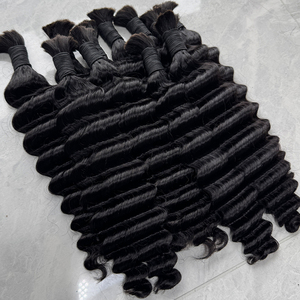 Cabello humano Remy de onda profunda a granel, trama única, negro natural para trenzar - Product Image 5