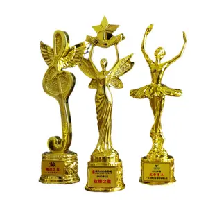 Custom plastic resin gold statuette figure crafts dance Trophy award Oscar Statuette Dance trophy for Competition league sports