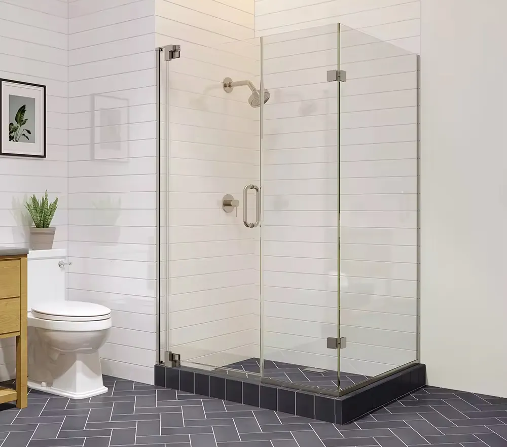 浴室シャワーキャビンマットブラック10mm強化ガラスシャワードアフレームレスシャワールーム