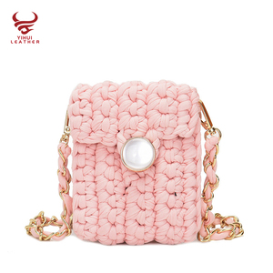 Vendedor superior 2022 hecho a mano mujer tejido algodón teléfono móvil <span class=keywords><strong>bolsa</strong></span> ganchillo bolsas - Product Image 3
