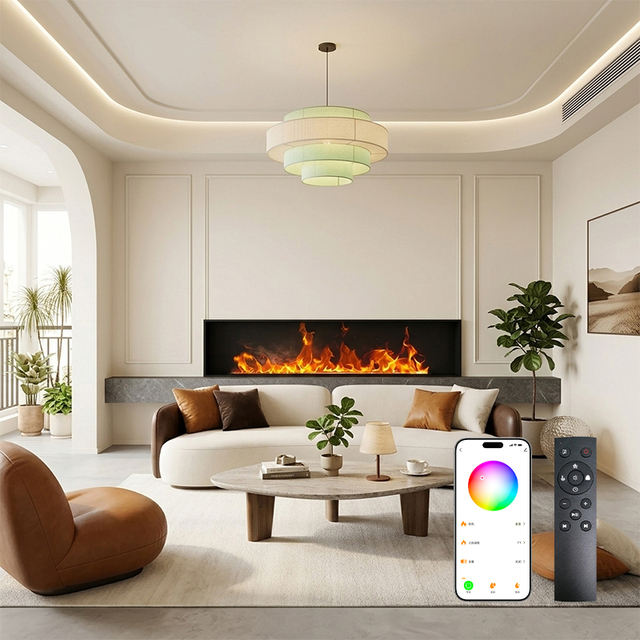 Christmas Discount LED Flame Built-In Electric Atomized Linear Fireplace with WiFi Control Custom Size Australian Interior Decor