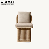 WISEMAX FURNITURE Mobilier de jardin de style américain, chaise de salle à manger en rotin tressé à la main, fauteuil de patio pour hôtel, cour
