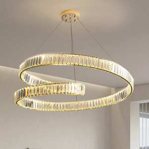 Modern LED Crystal Chandelier Home Decor Metal Led Gold Ring Pendant <b>Light</b> for <b>Dining</b> Table - Product Image 6