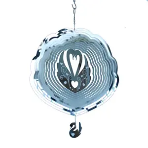 Fabricantes al por mayor Metal Wind Spinners Home Garden Decoración Colgante 3D Rotating Wind Chime Swan