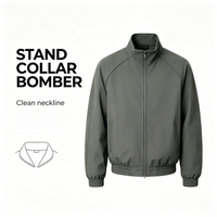 Blouson Bomber Zippé Homme Noir Délavé Dégradé Col Baseball Coupe Rétro Raffinée Ajustée Style Urbain Vêtement d'extérieur