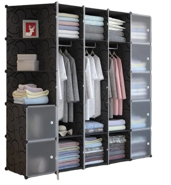 Modular Cube Nhựa Có Thể Gập Lại Lưu Trữ Tủ Tủ Phòng Ngủ Trẻ Em Armoire Tủ Quần Áo Di Động