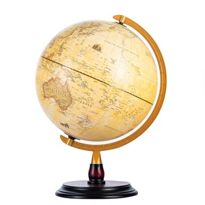Globo Terráqueo Clásico Azul con Base de Madera y Soporte Metálico, Gran Venta - Product Image 1