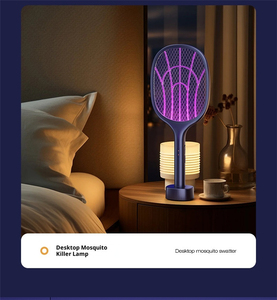 2-in-1 Electric Mosquito Swatter with <b>Charging</b> Base UV Purple Light Mosquito Trap Plastic Rechargeable Fly Killer for Indoor Out - Product Image 4