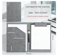 Carpeta de Papel A4, Carpeta Portafolio Multifuncional de Cuero PU, Portafolio para Firmar Contratos Comerciales, Organizador de Documentos, Portapapeles