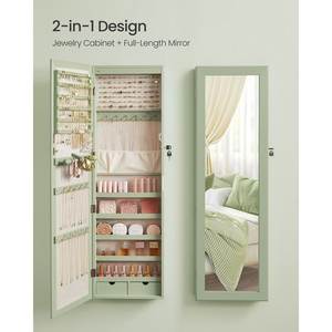Armoire à bijoux en verre moderne <span class=keywords><strong>Giantex</strong></span> avec miroir pleine longueur, organisateur mural, porte magnétique et grand rangement pour boucles d'oreilles - Product Image 4