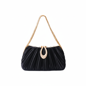 Elegante bolso bandolera retro de moda con cadena e impermeable de PU con cierre de cremallera para salir de noche, para cenas y fiestas. - Product Image 1