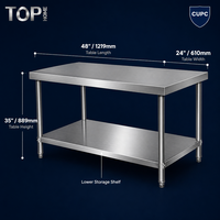 GAOYA Vente Directe Usine Table de Préparation Commerciale en Acier Inoxydable 201/304 pour Cuisine et Hôtel, Finition Polie, Réglable