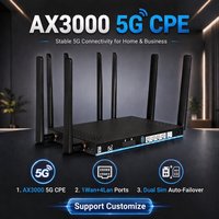 Router CPE AX3000 WiFi6 5G con Bloqueo de Banda TR069, Router 5G con Doble Ranura para Tarjeta SIM, Módem 5G, Router Wifi