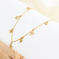 Collier en acier inoxydable plaqué or PVD 18 carats, pendentif étoile cœur, chaîne à maillons, anti-allergie, cadeau tendance pour femme, vente en gros
