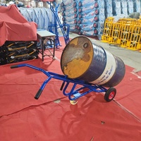 Chariot en acier robuste 300kg capacité 10 pouces pneu en caoutchouc solide plate-forme de chariot à tambour de gallon à trois roues baril de camion à main Durable