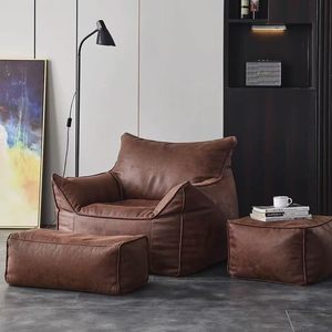 Sofá Perezoso Tipo Puff Reclinable, Sillón Tatami para Dormir, Estilo Crema, para Dormitorio, Sala de Estar, Balcón, Sillón Individual Pequeño de Tela - Product Image 2