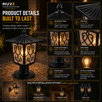 Lampadaire extérieur classique moderne avec motif décoratif en spirale et verre transparent
