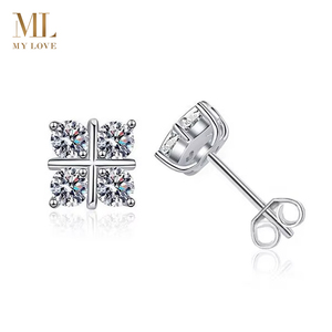 Pendientes cuadrados <span class=keywords><strong>de</strong></span> Plata <span class=keywords><strong>de</strong></span> Ley 925 Mylove, diseño único <span class=keywords><strong>de</strong></span> Cruz <span class=keywords><strong>de</strong></span> 80 puntos, incrustaciones <span class=keywords><strong>de</strong></span> diamantes <span class=keywords><strong>de</strong></span> moissanita, préstamos con un toque personal único - Product Image 1