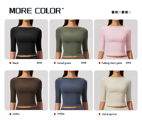 Nouvel ensemble de yoga 2 pièces sans couture, taille cintrée, manches trois-quarts, short anti-rides en Spandex/Nylon qui rehausse les hanches