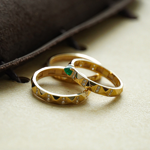 Aazuo, joyería fina auténtica, anillos de oro amarillo macizo de 18 quilates, conjunto de anillos de moda con diamantes naturales, regalo para uso diario de mujer, Au750 - Product Image 3