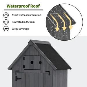 Cobertizo de <span class=keywords><strong>herramientas</strong></span> de almacenamiento vertical de <span class=keywords><strong>madera</strong></span> maciza Almacenamiento al aire libre para regaderas, mangueras, palas y macetas Almacenamiento de cobertizos de <span class=keywords><strong>madera</strong></span> al aire libre - Product Image 4