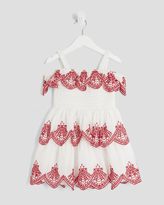 <span class=keywords><strong>Elegante</strong></span> Abito Estivo <span class=keywords><strong>Bianco</strong></span> con Applicazioni in Pizzo, Traspirante, Lungo fino al Pavimento, con Tasche per Bambine - Product Image 4