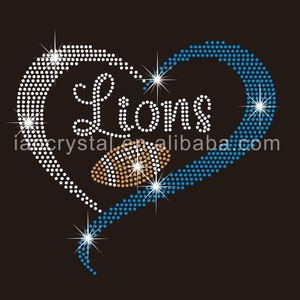 Tùy Chỉnh Hotfix Detroit Lioniron Trên Pha Lê Đội Bóng Đá Logo <span class=keywords><strong>Bling</strong></span> Thiết Kế Strass Thể Thao Đại Học Rhinestone Chuyển Motif - Product Image 5