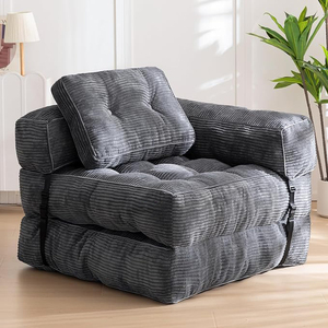 Canapé-lit carré extensible en velours européen, pliable, spacieux, moderne, convertible, futon complet, matelas pour salon et invités, couleur foncée - Product Image 1