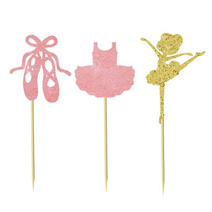 <span class=keywords><strong>Ballerina</strong></span> Kleid Schuhe <span class=keywords><strong>Ballerina</strong></span> Mädchen Thema Cake Toppers Baby Geburtstags feier Dekoration - Product Image 3