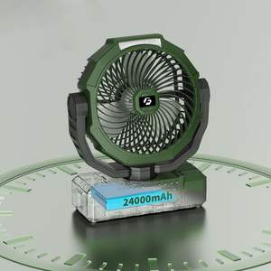 Ventilador de Mesa Db de 9 Pulgadas, 24000 M Ah, Funciona con Batería Recargable, Plegable, Ligero, para Acampar, Hogar, Auto, RV, Banco de Energía de 5 V, Verde Amarillo - Product Image 3